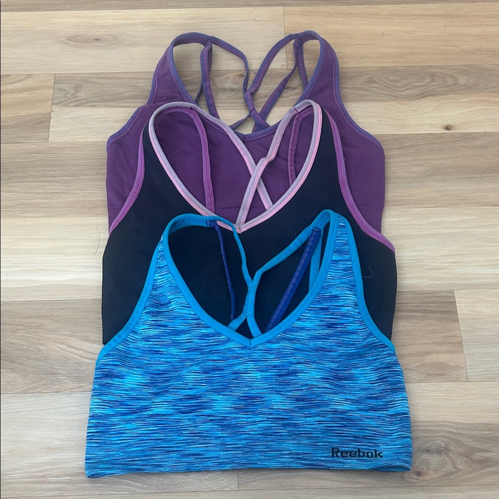 Reebok Women's Sports Bra Set - Blue, Black, Purple